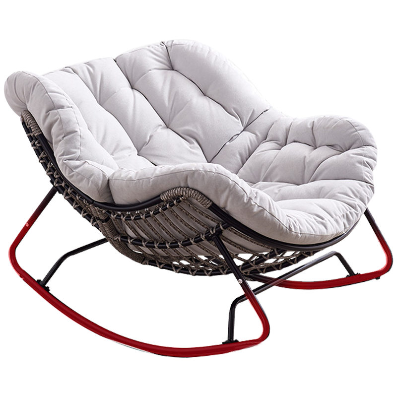 密林藤编摇椅阳台逍遥椅大人家用客厅懒人沙发轻奢摇摇椅室内椅 摇椅+灰色绒布坐垫