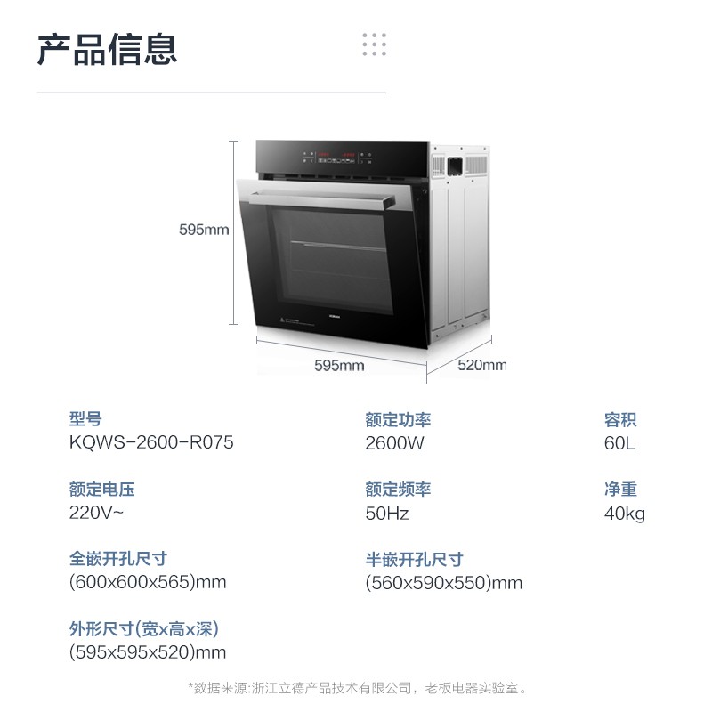 老板R075嵌入式电烤箱家用60L大容量内嵌式多功能烘焙烤箱这款蒸箱可以摆在台面上用吗？