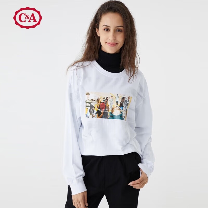 C＆A女士前胸印花新款简约舒适卫衣 白色 L使用感如何?