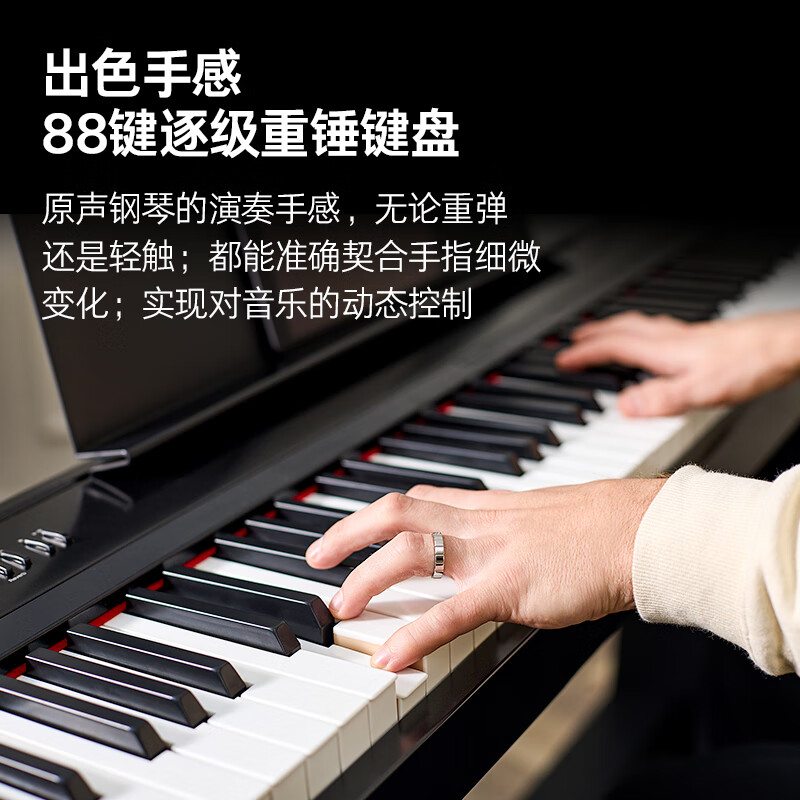 特伦斯(Terence)便携电钢琴88键重锤便携式电子钢琴成人儿童入门考级家用初学者 BX-05/典雅黑+三踏板