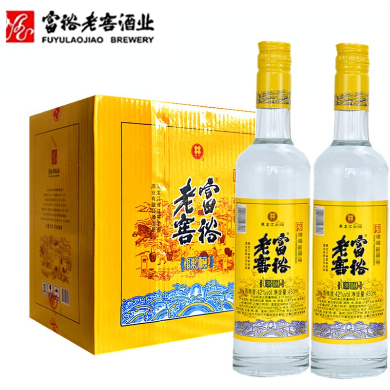 【厂家直供】12瓶富裕老窖陈酿酒42度450ml光瓶白酒东北粮食复合香