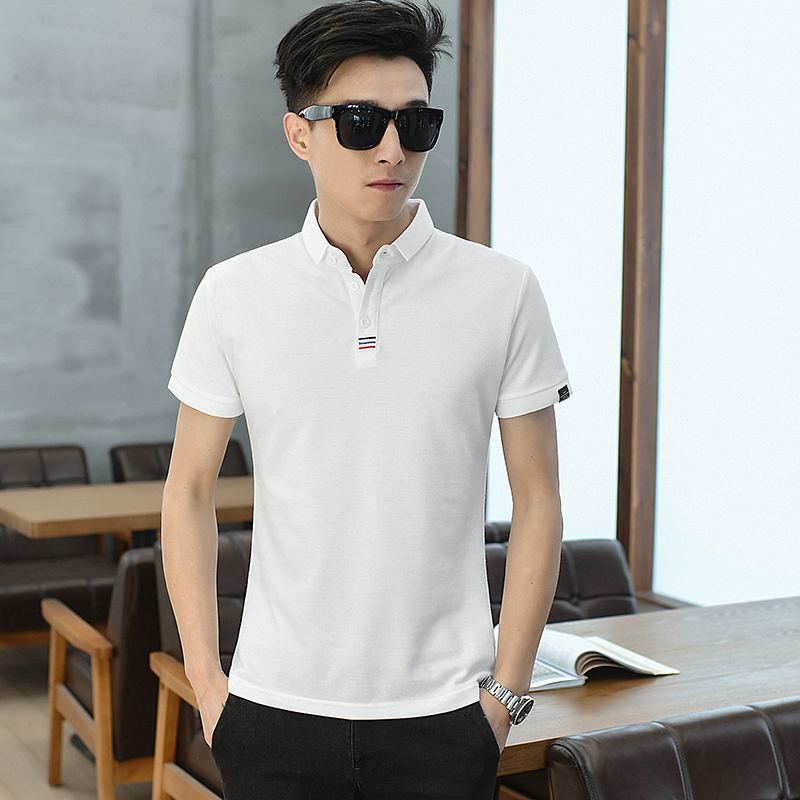 商务休闲短袖棉POLO衫男夏季新款网眼上衣 白色 L