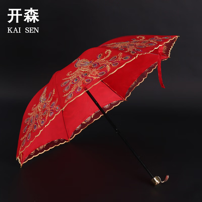 婚庆复古遮阳伞女方出嫁刺绣折叠款红伞喜庆用品伞龙中式婚礼结婚伞