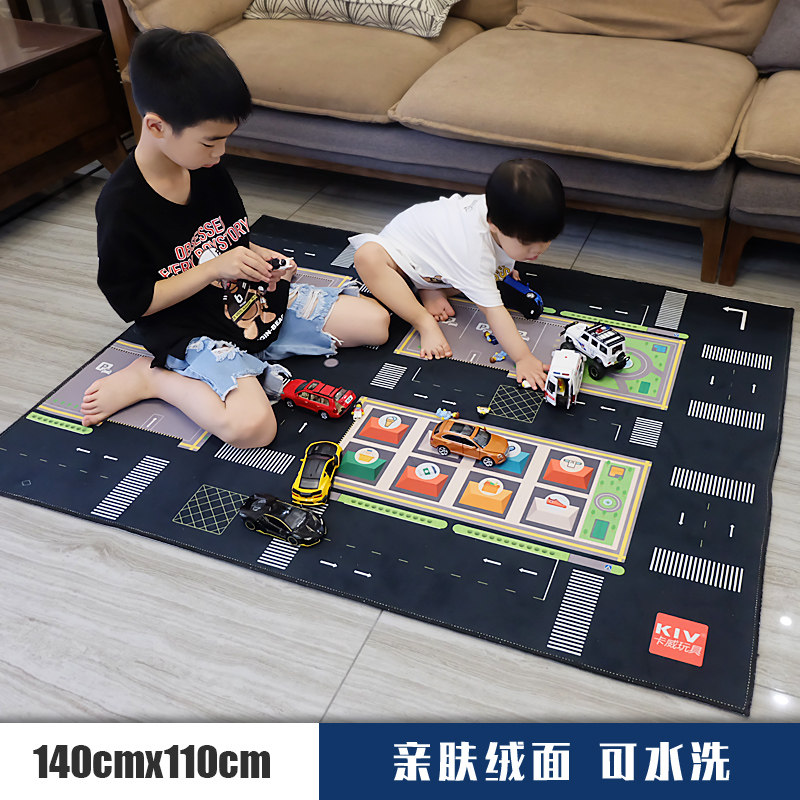 儿童城市交通玩具车地垫马路爬行垫汽车停车场轨道游戏垫子 无味安可