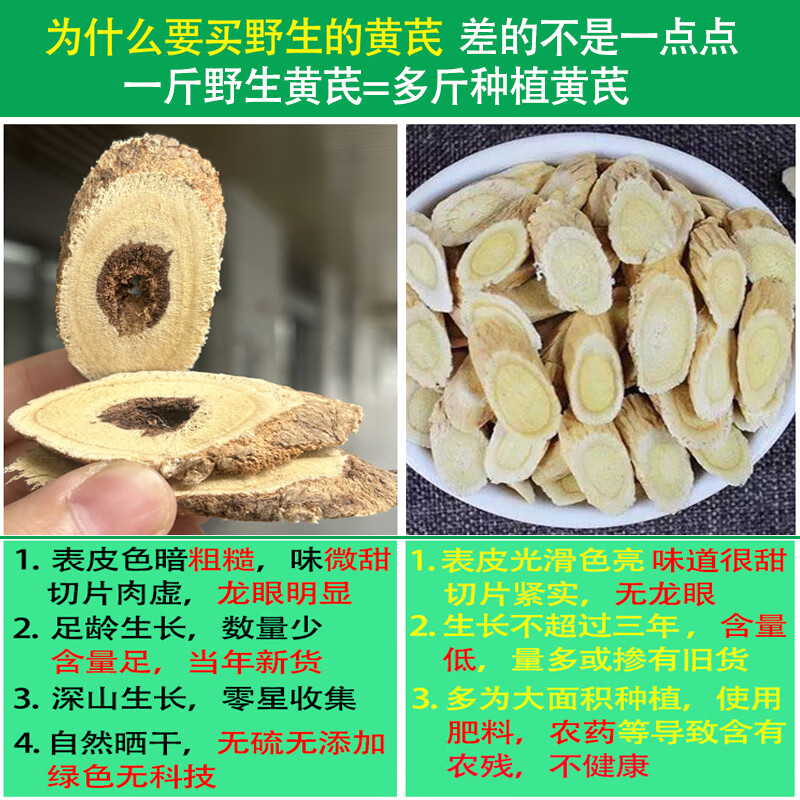 唯昱记 甘肃岷县20年野生黄芪片500克精选大片北芪煲汤泡水泡酒中药材 甘肃20年野生黄芪500克【罐装】