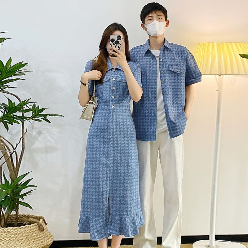 vpvz情侣装全套搭配小众设计感夏季2024新款韩版衬衫法式感夏天 女 裙