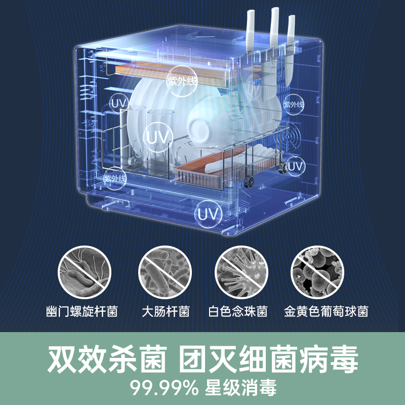 ZMOR择享 家用消毒碗柜小型台式紫外线婴儿奶瓶宝宝专用高温消毒柜 烘干刀餐具砧板碗柜杀菌无菌消毒柜 全自动消毒柜【富贵皓月白】