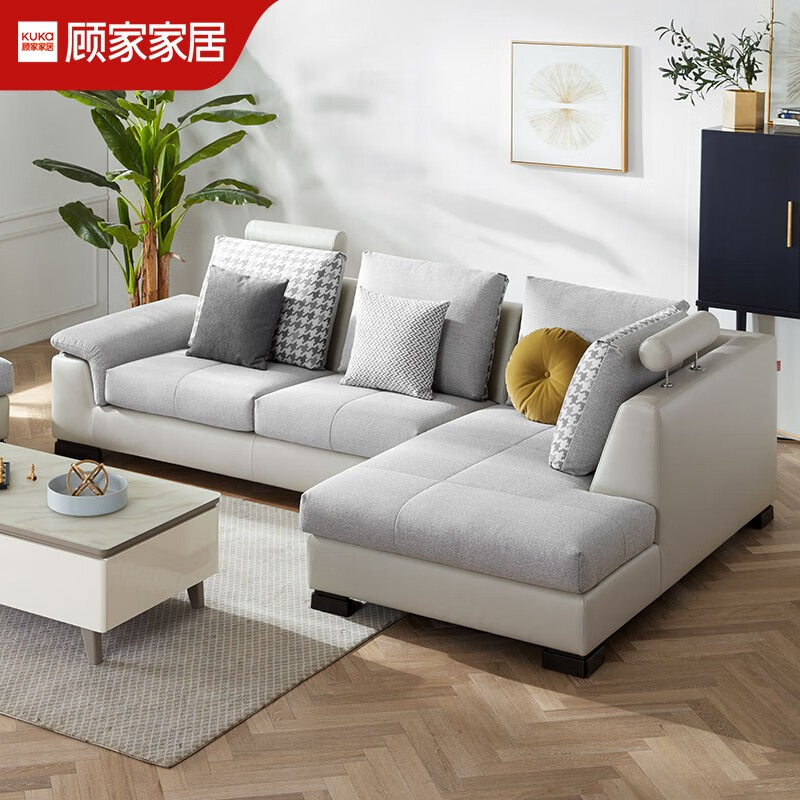 顾家家居布艺沙发现代简约双面靠包布沙发客厅家具160530天发货3右单