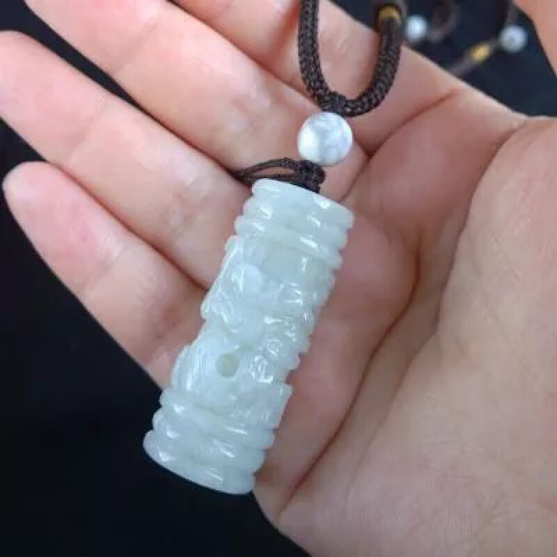 淑丽芙(shulifu)玉柱形吊坠翡翠龙柱男女款缅甸玉石盘龙玉柱圆柱挂件