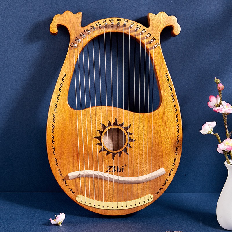 zani莱雅琴小竖琴乐器初学者简单易学便携式小型里拉琴箜篌 16弦太阳神古典箱式-原木色