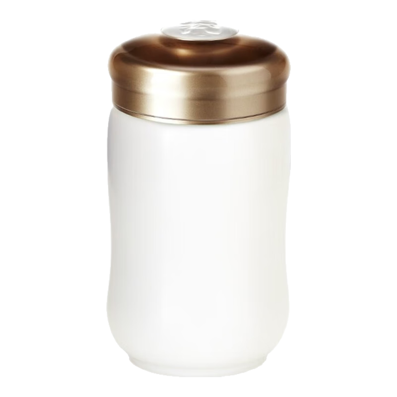 乾唐轩活瓷小快乐陶瓷杯带盖水杯陶瓷内胆高颜值女士礼物 牙白300ml