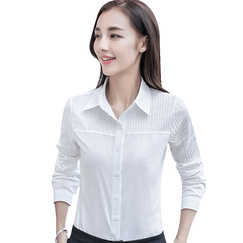 不容错过的优质衬衫——俞兆林女装韩版通勤OL上衣打底衫百搭职业长袖衬衫YWCS196197米白尖领L