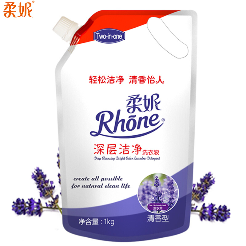 柔妮 洗衣液袋装机洗补充装手洗机洗薰衣草香型 1kg