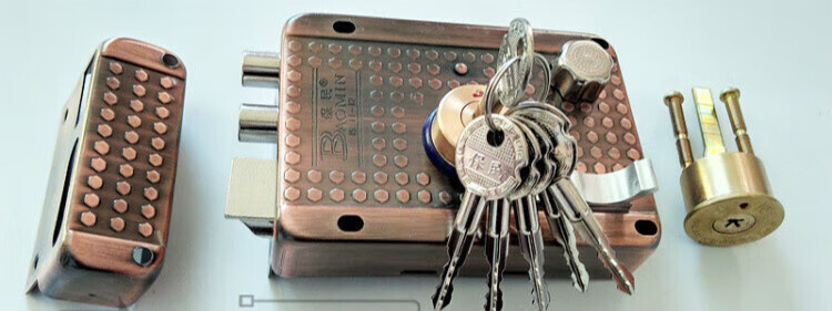 保民外装门锁老式铁门防盗门锁十字钥匙锁老式大门锁木门锁 保民牌左