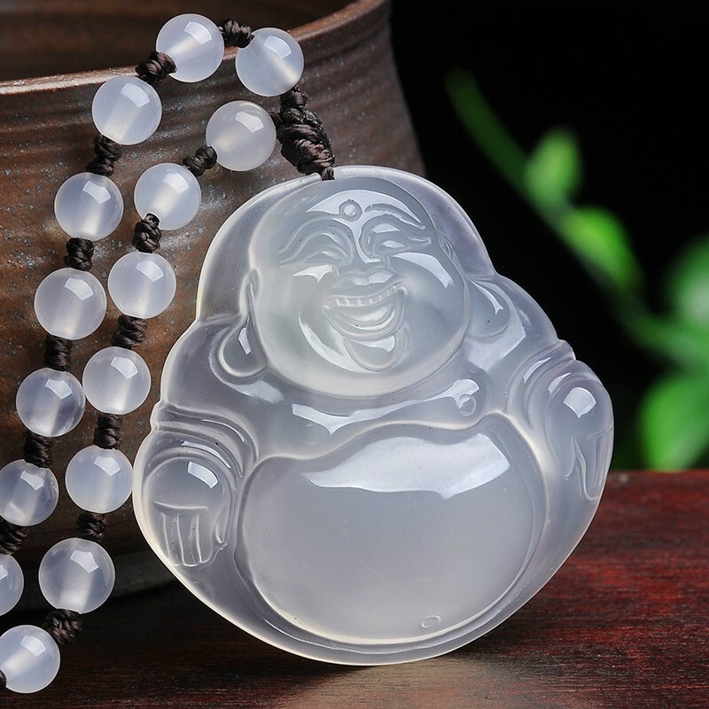 可颖冰种玉髓佛公吊坠 男女士玉石笑佛挂件 珠宝玉器玉坠 项坠附证 证