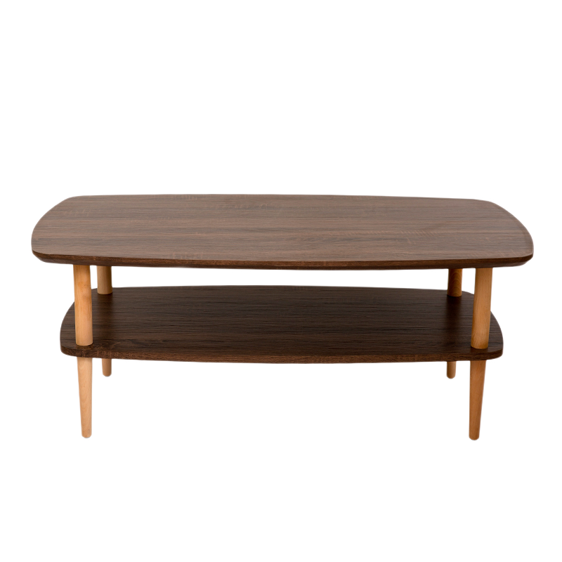 生活乐章 茶几 现代简约 客厅办公室茶几桌 双层小户型创意桌子 实木桌脚 咖啡椭圆