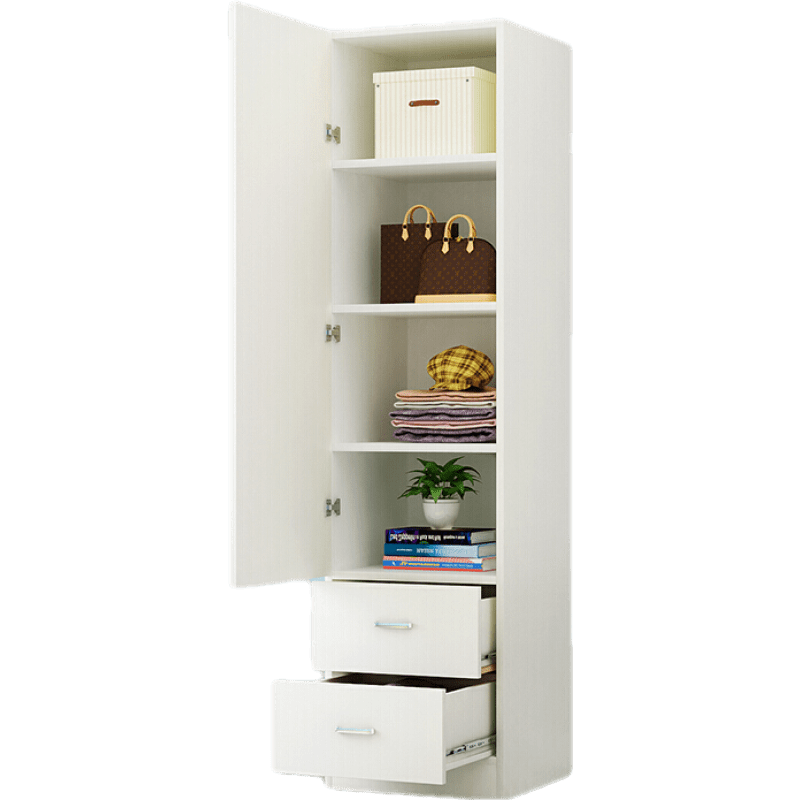 班奇盾 单门小衣柜现代简约占地矮40cm北欧风格木质窄小型小户型卧室 B款 2抽+4格 单门  组装