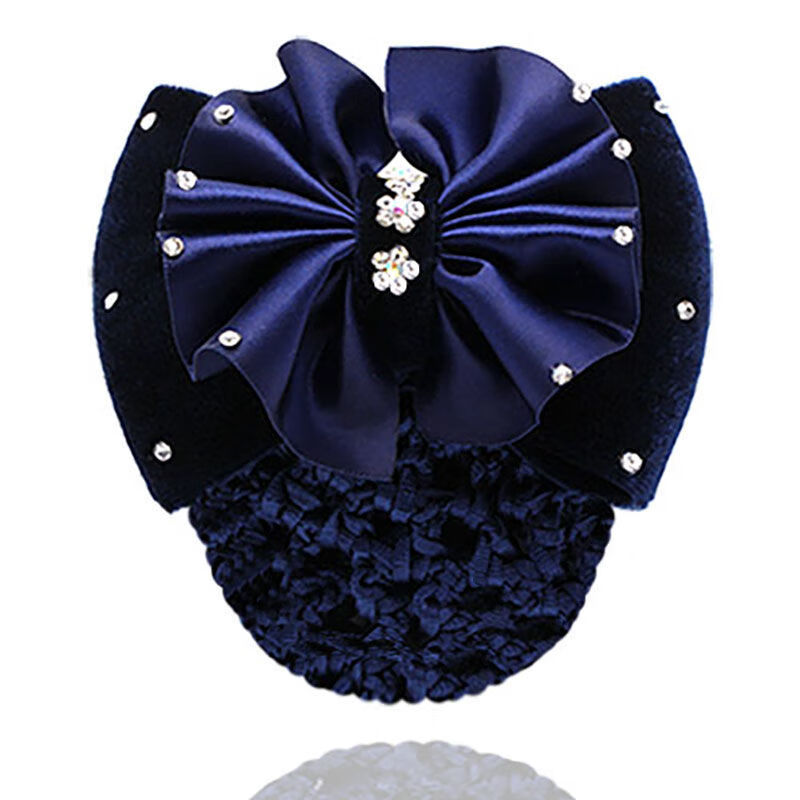 创京懿选保洁头花 职业头花饰品服务员盘发蝴蝶结网兜发sn6882 蓝色