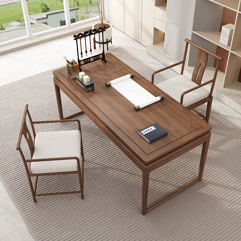 中式实木书桌简约办公桌电脑桌写字台老榆木书房书法桌 颜色/尺寸