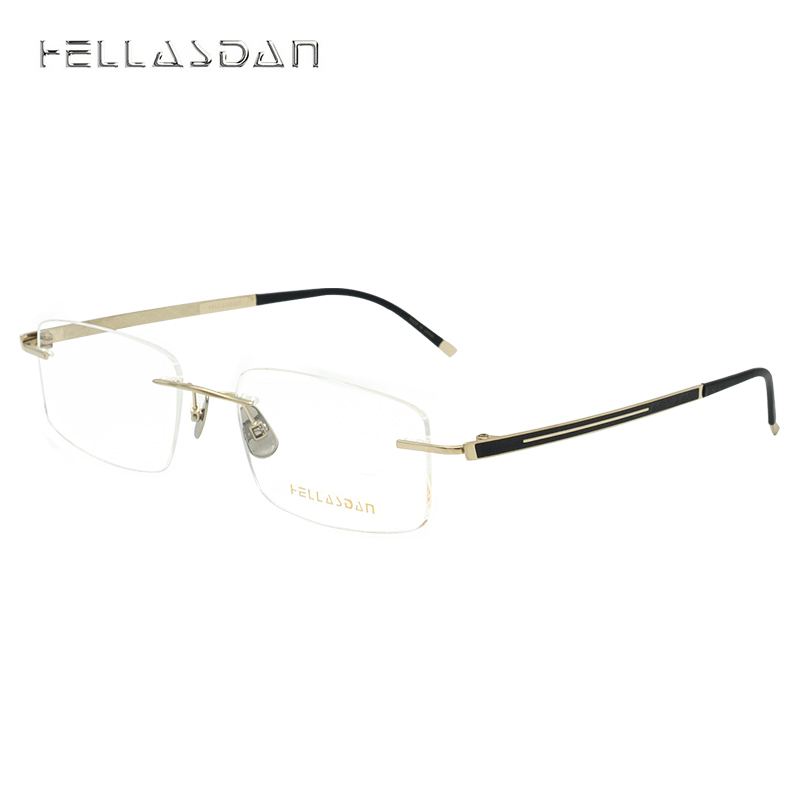 HELLASDAN华尔诗丹 日本进口 简约时尚系列 光学镜架 男款 无框 眼镜框架 钛 H9756 001 金色