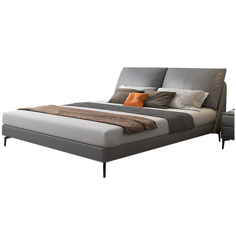 【只用真皮 质保25年】星图 床 意式极简轻奢皮床头层牛皮双人床主卧婚床现代简约软床 轻奢纳帕皮单床 1.5m*2.0m豪华加厚加固  框架结构