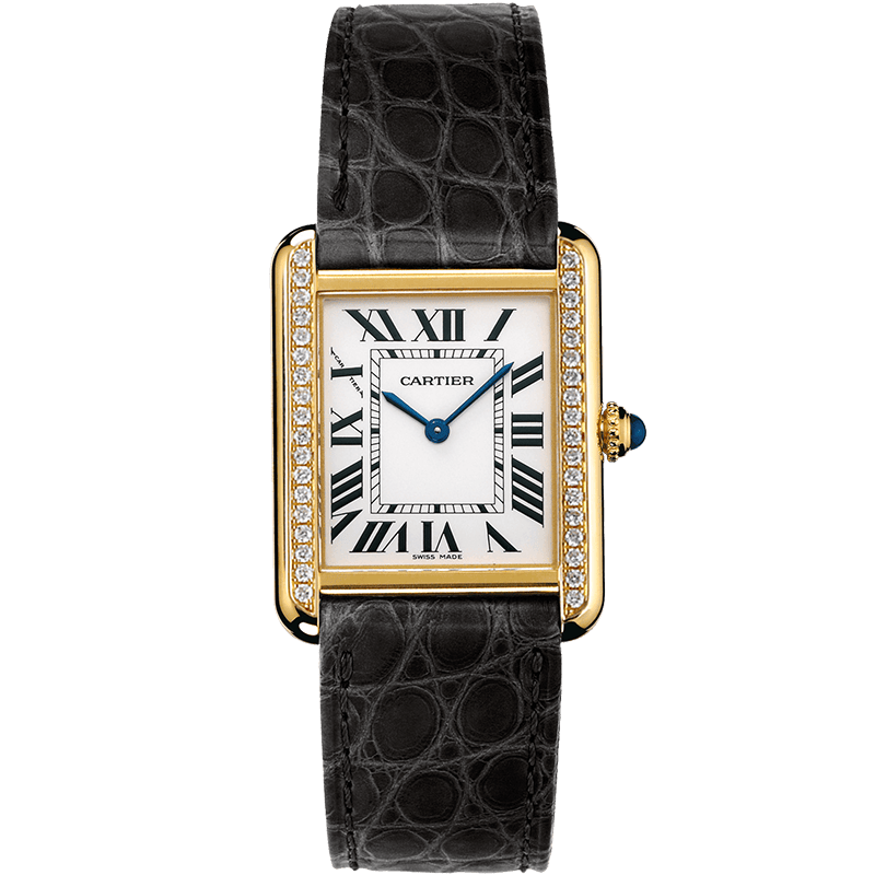 【二手95新】卡地亚坦克系列18k黄金/精钢后镶钻石英女表w5200002后