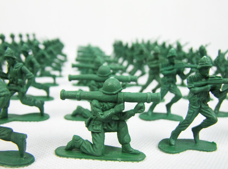 侬100只装二战士兵模型小兵人怀旧军事战争沙盘打仗小人玩具 黄色小兵
