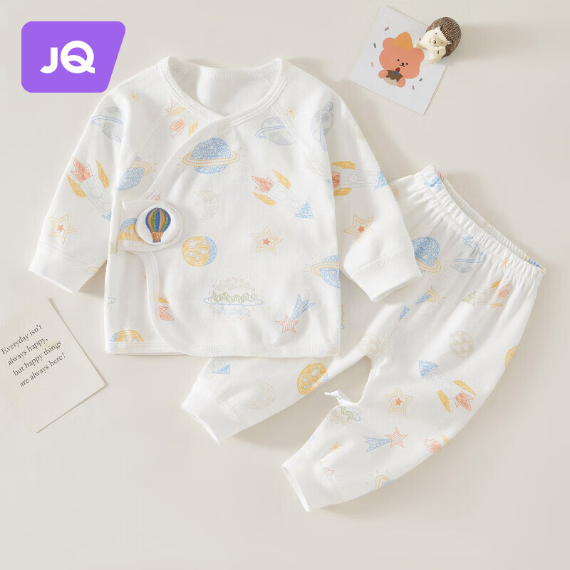 婧麒（JOYNCLEON）新生婴儿儿衣服秋冬初生宝宝保暖衣纯棉分体套装满月衣服套装 七彩星球宝宝套棉毛 59cm怎么看?