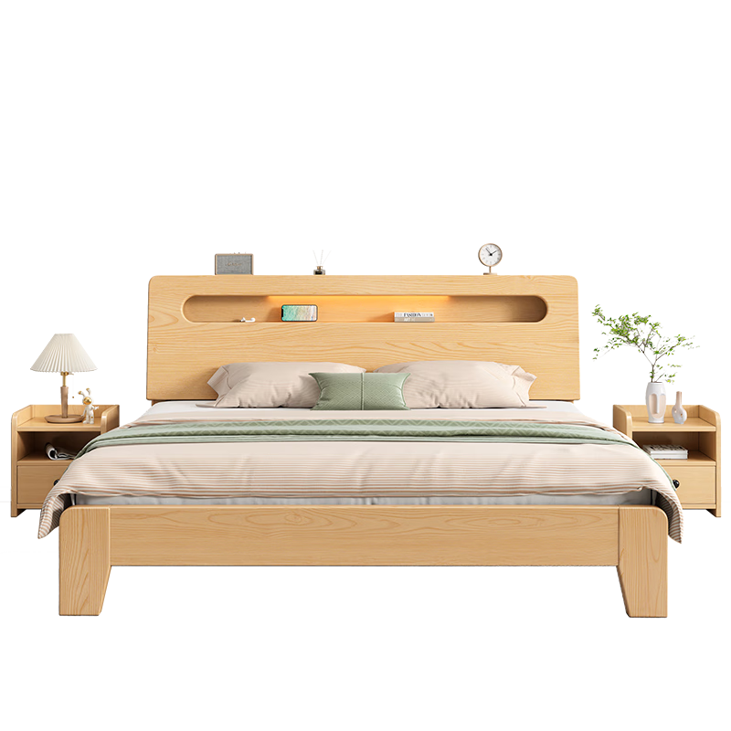 澹雅实木床-现代简约高箱储物大床评测|哪里可以查询床历史价格