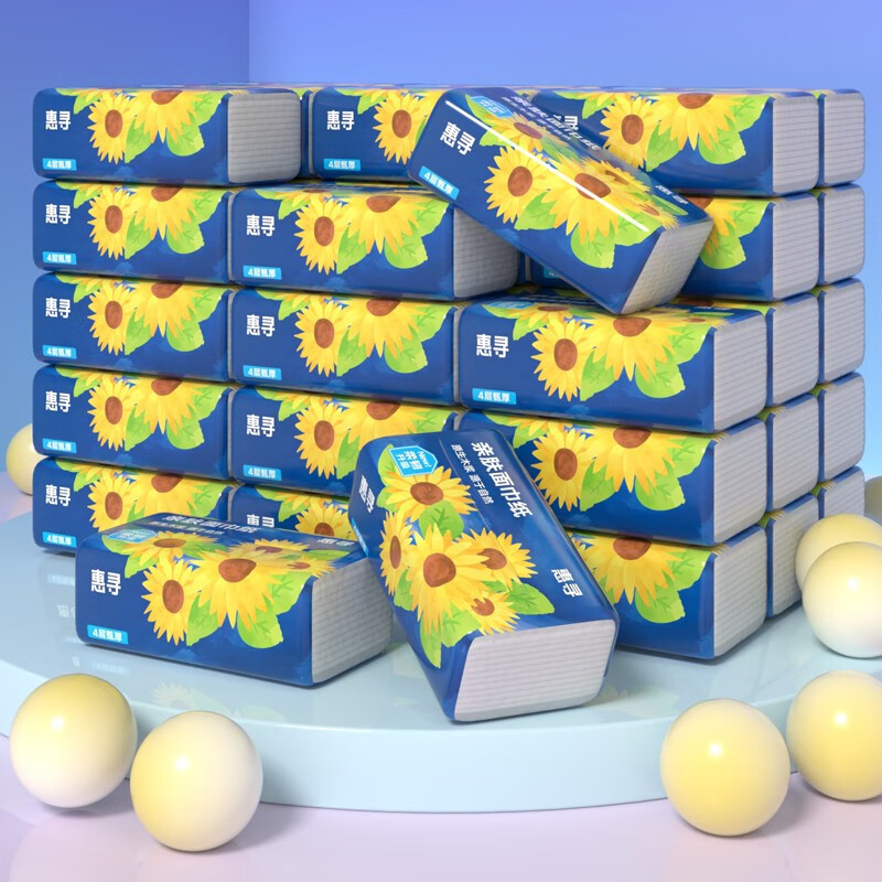 惠寻抽纸京东自有品牌纸巾家用餐巾纸 L号6包【155×175mm×320张】