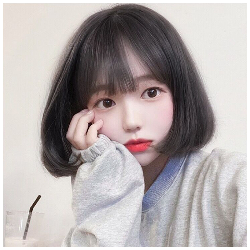 假发女短发网红空气刘海波波头修圆脸蓬松短卷发自然少女全头套式