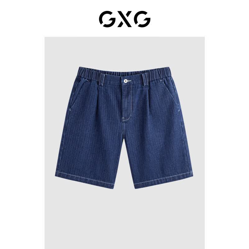 GXG男装2024年夏季男士深蓝色经典直筒休闲牛仔裤男 深蓝色 170/M
