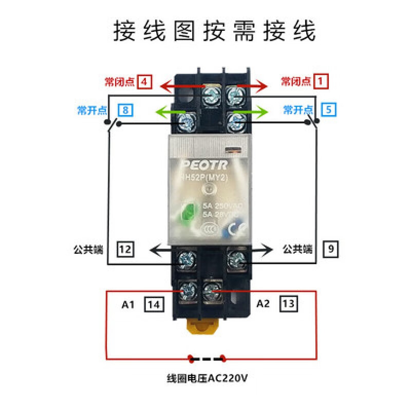 52p小型中间电磁继电器54p hh62p ac220v 12v dc24v 带底座 ac220v x