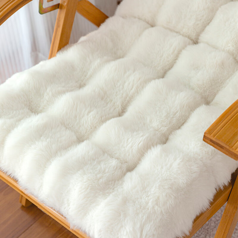 南柯一梦兔兔绒躺椅垫子通用坐垫摇椅沙滩椅长椅靠背一体冬季加厚毛毛座垫 兔兔绒-浅咖 50*150cm【特大号厚10cm左右】