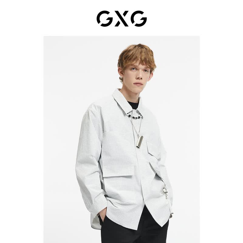 GXG男装 秋季商场同款 时髦白色口袋夹克 白色 180/XL属于什么档次？