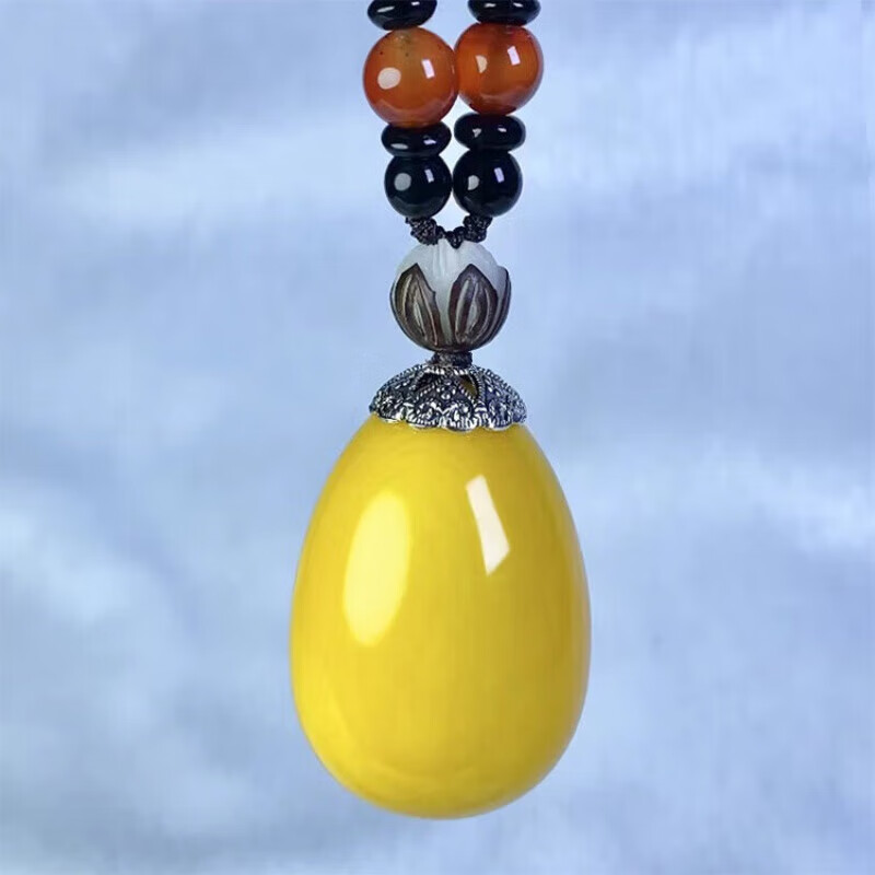 奢西欧菩提子手把件佛心菩提佛心果彩色原籽吊坠成品毛衣链项链 黄