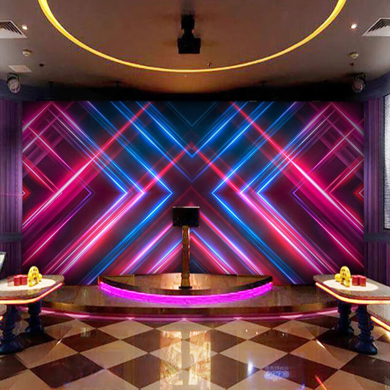 多美莱仿发光ktv房间包厢装修墙纸网吧电竞馆科技感装饰酒吧壁纸 3d