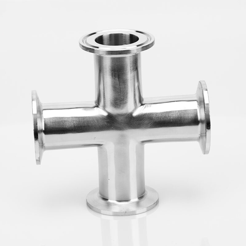 仁聚益卫生级快装四通等径快开十字接头304不锈钢卡箍式卡盘四通管