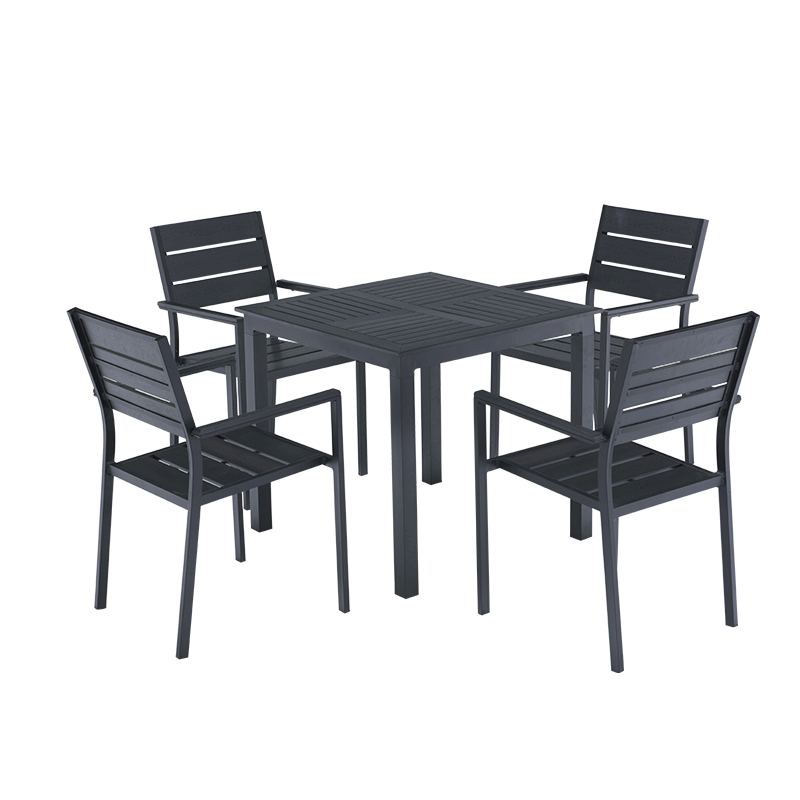 梵派(FAPOLITE) 户外家具塑木防腐木阳台庭院桌椅室外休闲塑木简约露台咖啡厅坐椅 巴克8椅+180-240伸缩长桌+太阳能3*4米