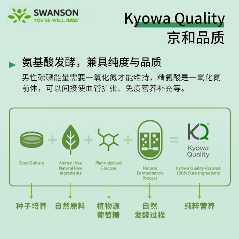 斯旺森(SWANSON)左旋精氨酸胶囊男性备孕提精力减疲劳健身靶向提升 850mg*90粒
