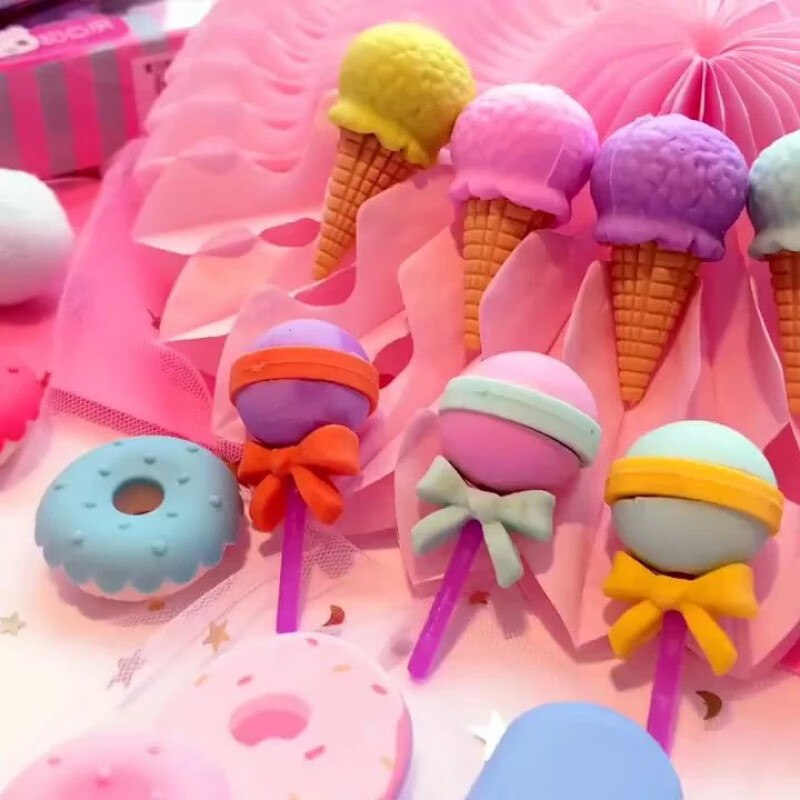 【精选】卡通雪糕冰淇淋橡皮擦幼儿园儿童创意橡皮好看的漂亮高颜 甜甜圈【2盒装】