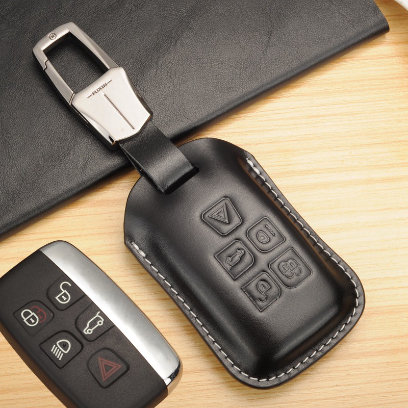 适用于路虎揽胜钥匙套16 18款揽运极光装饰发现神行车钥匙包真皮 黑色