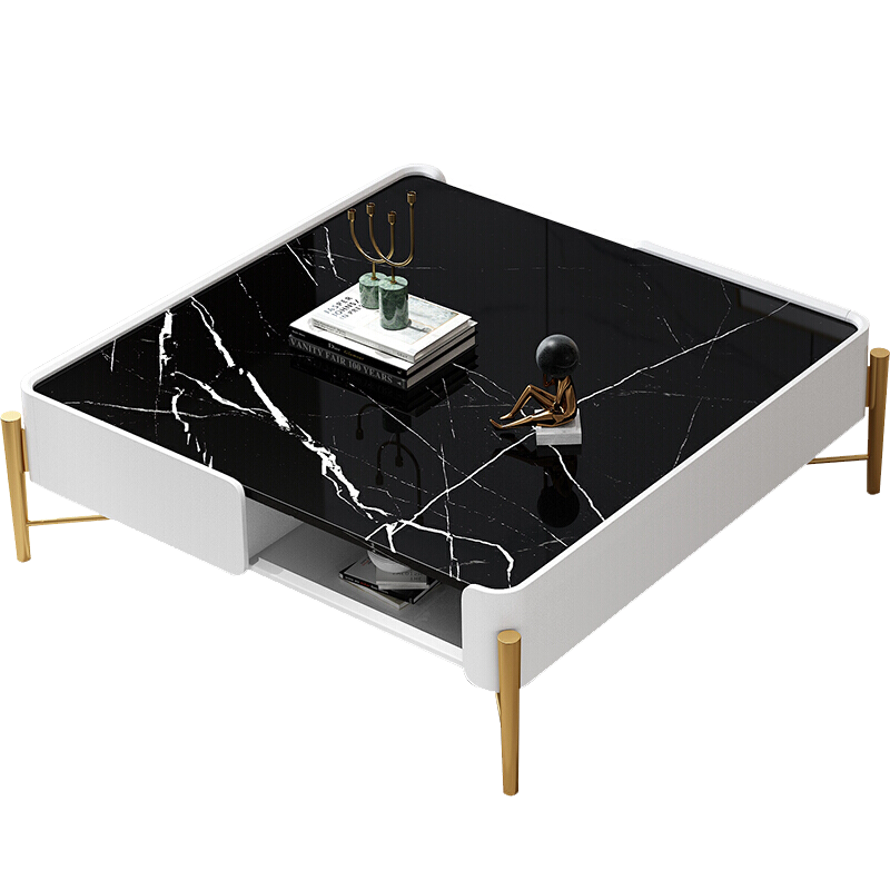 初岛 茶几 电视柜 意式轻奢大理石茶几电视柜组合套装岩板客厅现代简约储物地柜高端 茶几1.1米 组装