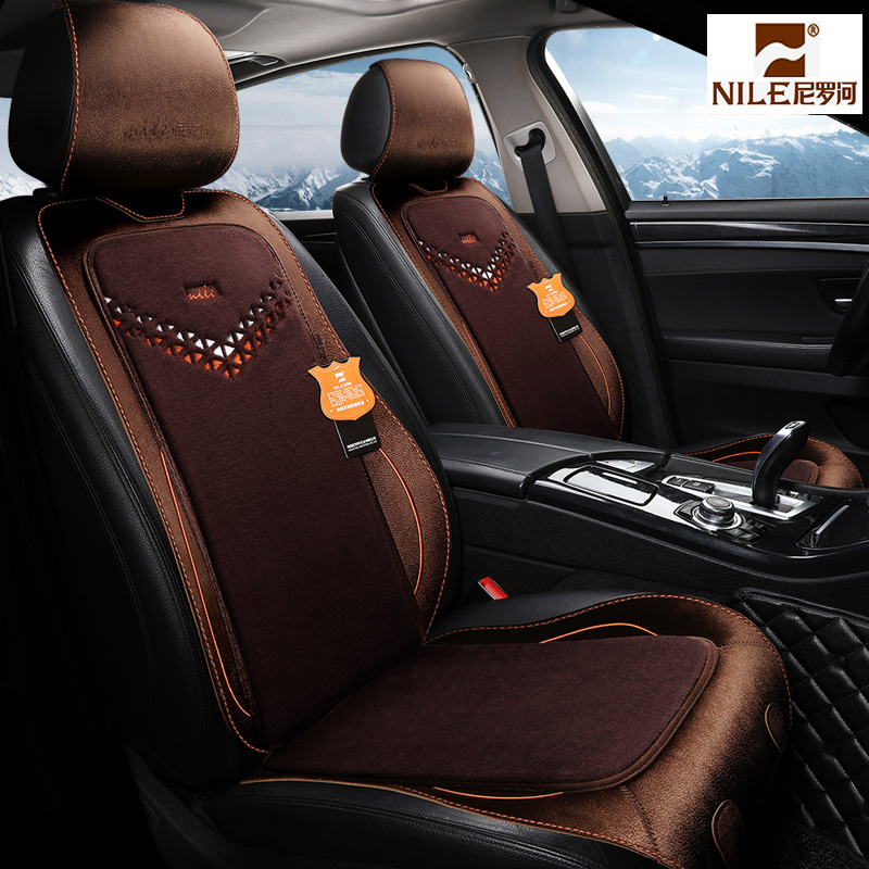 尼羅河汽車坐墊冬季新款羊毛坐墊小蠻腰窄版馬鞍款保暖汽車坐墊薄款座墊 冬日暖陽-摩卡棕