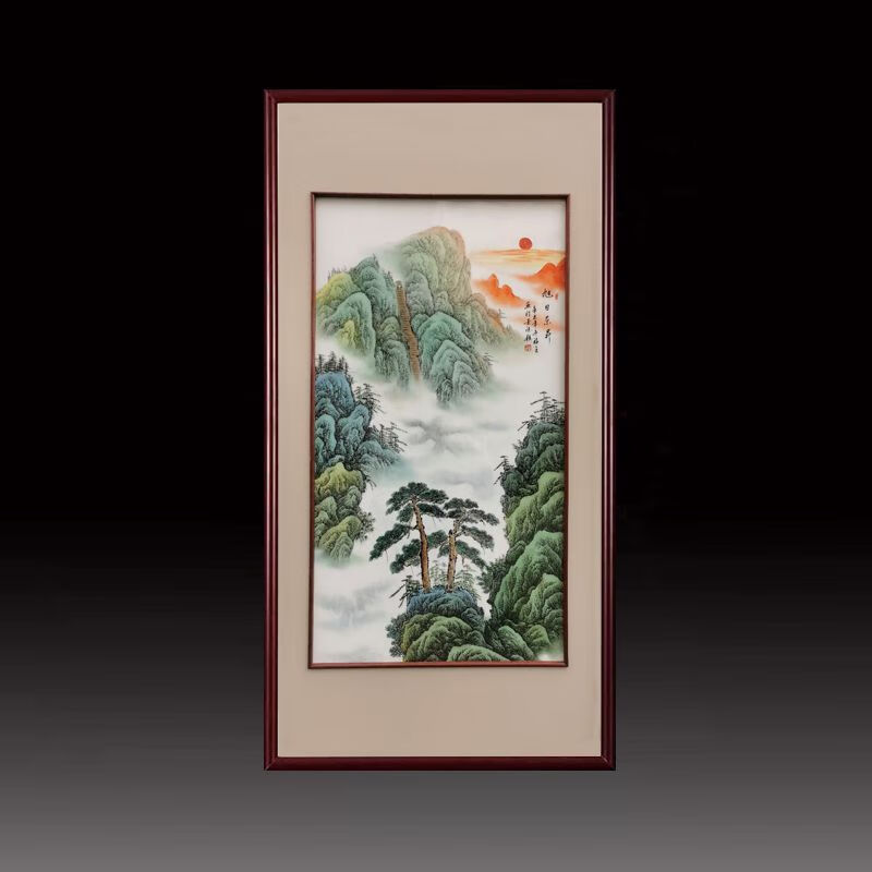 佳第 中国风景德镇陶瓷板画景德镇陶瓷手绘瓷板画新中式客厅山水挂画