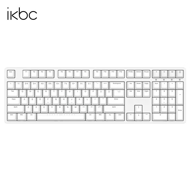 ikbc粉色键盘机械键盘无线键盘C87C104樱桃键盘办公游戏cherry轴樱桃机械键盘自营pbt W210白色无线2.4G108键 茶轴