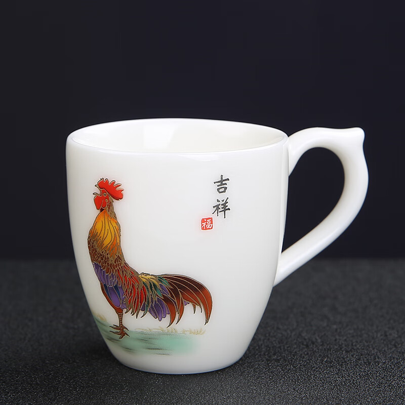 妙普乐鸡缸杯 新鸡缸杯主人杯茶杯单杯羊脂玉瓷个人品茗杯杯垫单个