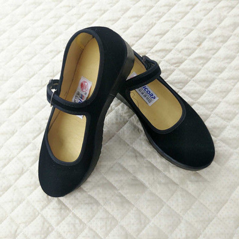 恺吉锐国途老北京布鞋黑平绒女鞋一带礼仪鞋方口鞋酒店鞋工作鞋 黑色