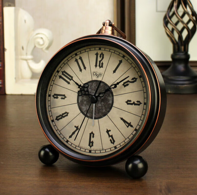 美朗格座钟复古美式客厅桌面时钟台式家用钟表摆件卧室床头闹钟 咖啡