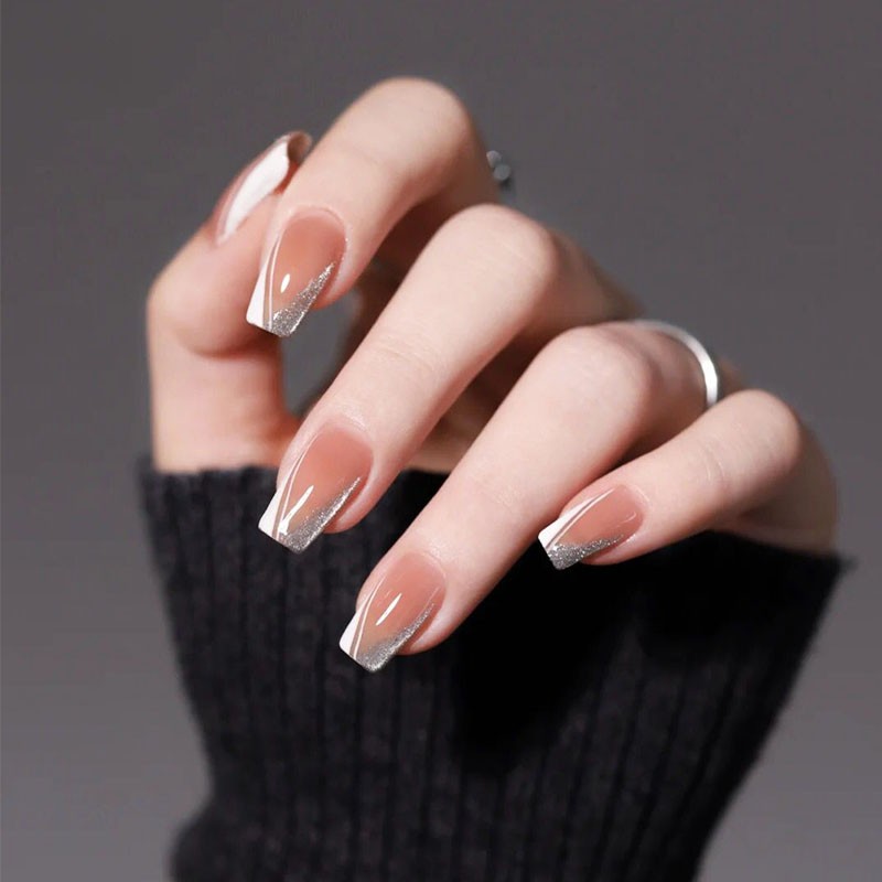 孜甲花 指甲贴片 新娘美甲成品 婚纱拍照可穿戴美甲 可拆卸背胶款假指